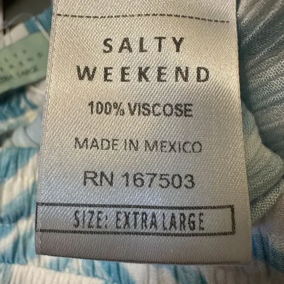 Salty Weekend Santorini Blue Uber White Tropical Beach Palazzo Pants Women's XL